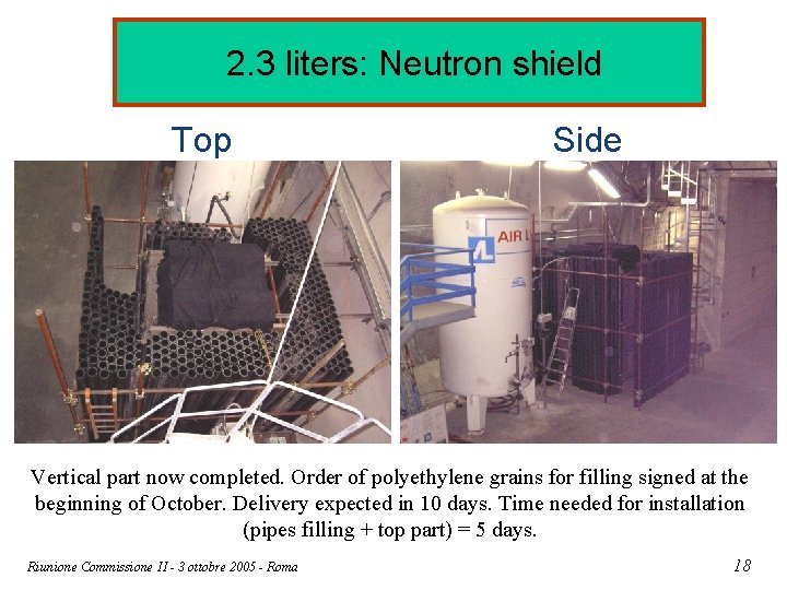 2. 3 liters: Neutron shield Top Side Vertical part now completed. Order of polyethylene