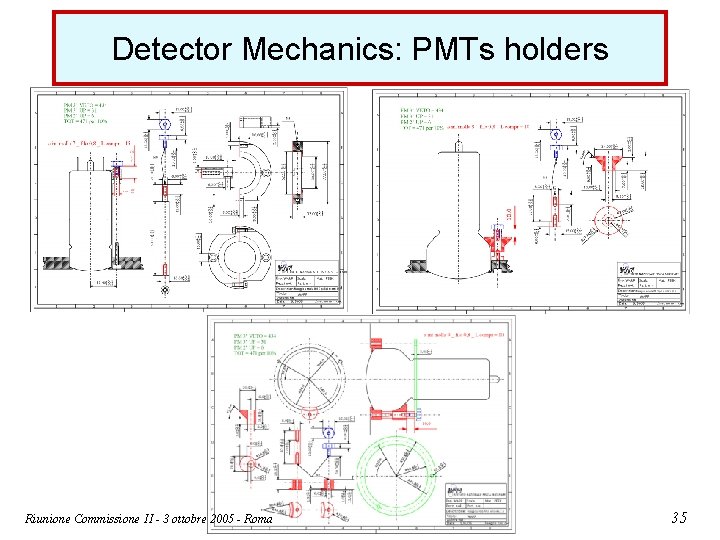 Detector Mechanics: PMTs holders Riunione Commissione II - 3 ottobre 2005 - Roma 35