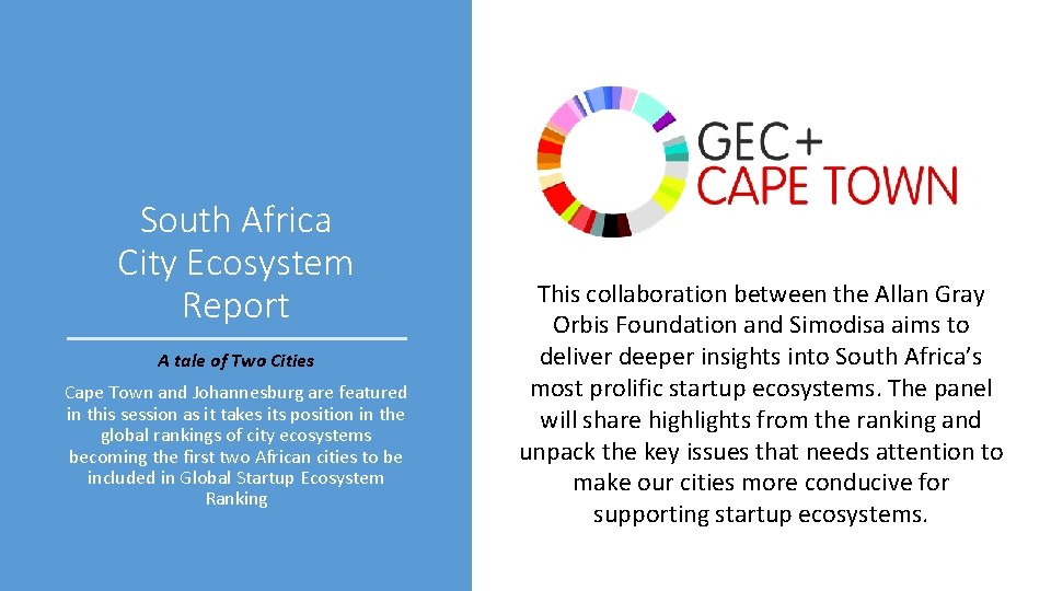 South Africa City Ecosystem Report A tale of Two Cities Cape Town and Johannesburg