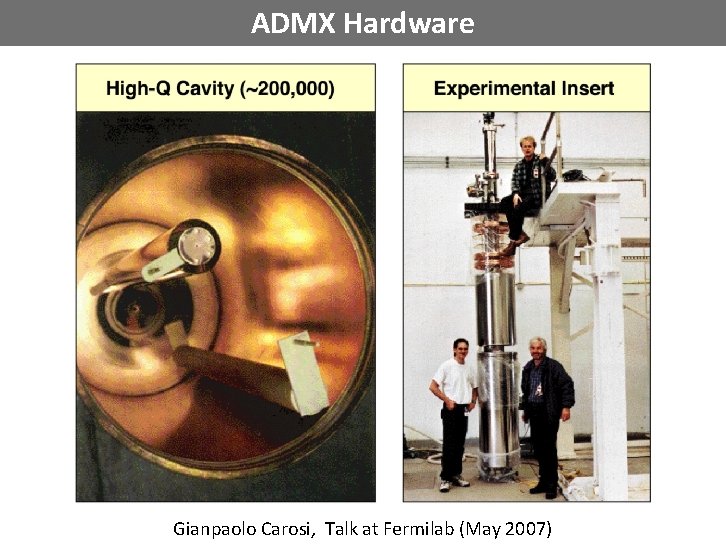 ADMX Hardware Gianpaolo Carosi, Talk at Fermilab (May 2007) 4 Schrödinger Lecture, University Vienna,