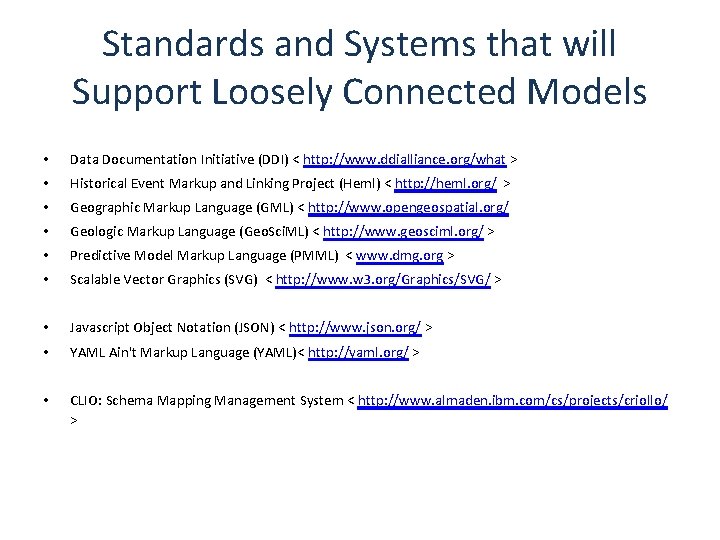 Standards and Systems that will Support Loosely Connected Models • Data Documentation Initiative (DDI)