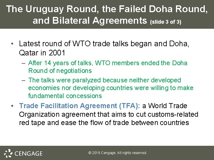 The Uruguay Round, the Failed Doha Round, and Bilateral Agreements (slide 3 of 3)