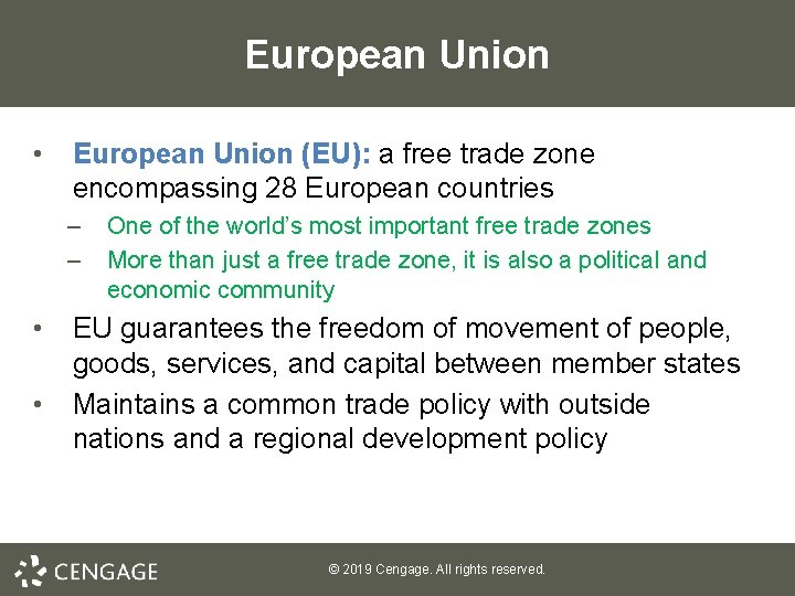 European Union • European Union (EU): a free trade zone encompassing 28 European countries