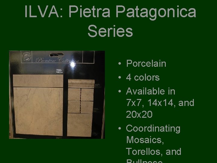 ILVA: Pietra Patagonica Series • Porcelain • 4 colors • Available in 7 x