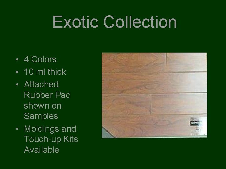 Exotic Collection • 4 Colors • 10 ml thick • Attached Rubber Pad shown