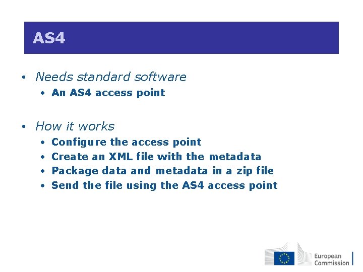  AS 4 • Needs standard software • An AS 4 access point •