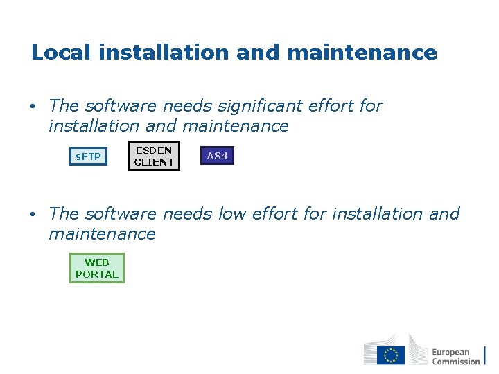 Local installation and maintenance • The software needs significant effort for installation and maintenance