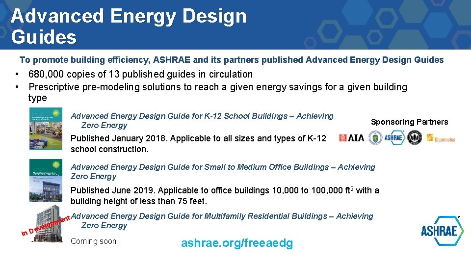 Advanced Energy Design Guides To promote building efficiency, ASHRAE and its partners published Advanced