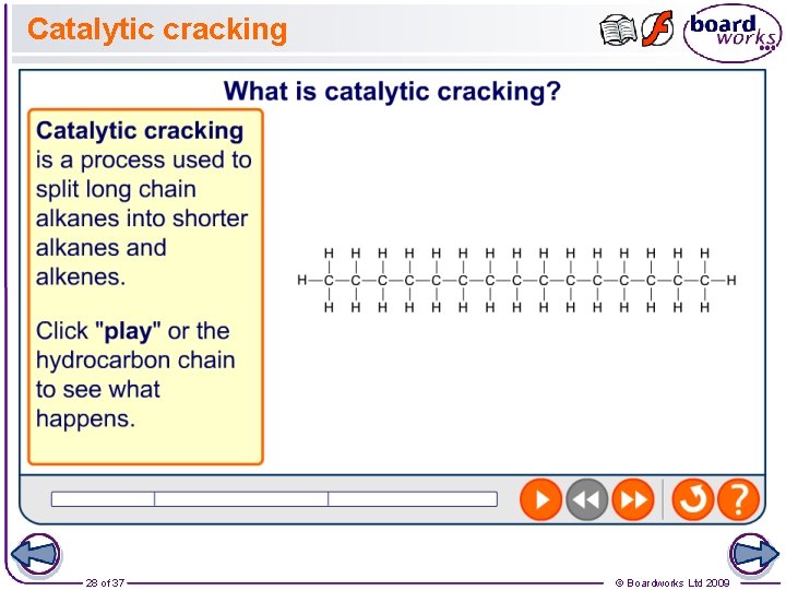 Catalytic cracking 28 of 37 © Boardworks Ltd 2009 