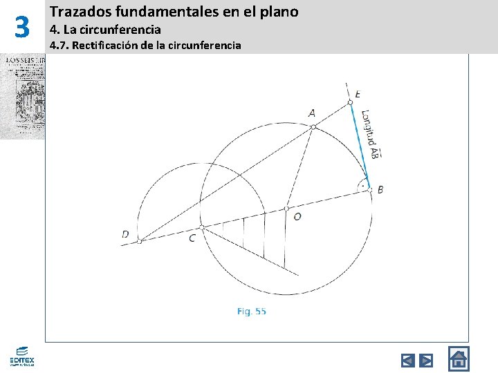 3 Trazados fundamentales en el plano 4. La circunferencia 4. 7. Rectificación de la 3 Trazados fundamentales en el plano 4. La circunferencia 4. 7. Rectificación de la