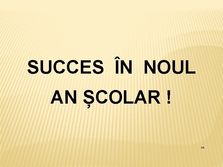 SUCCES ÎN NOUL AN ȘCOLAR ! 14 