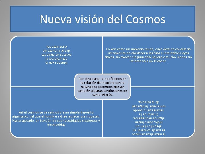 Nueva visión del Cosmos Muchos ven la naturaleza y el cosmos únicamente desde el