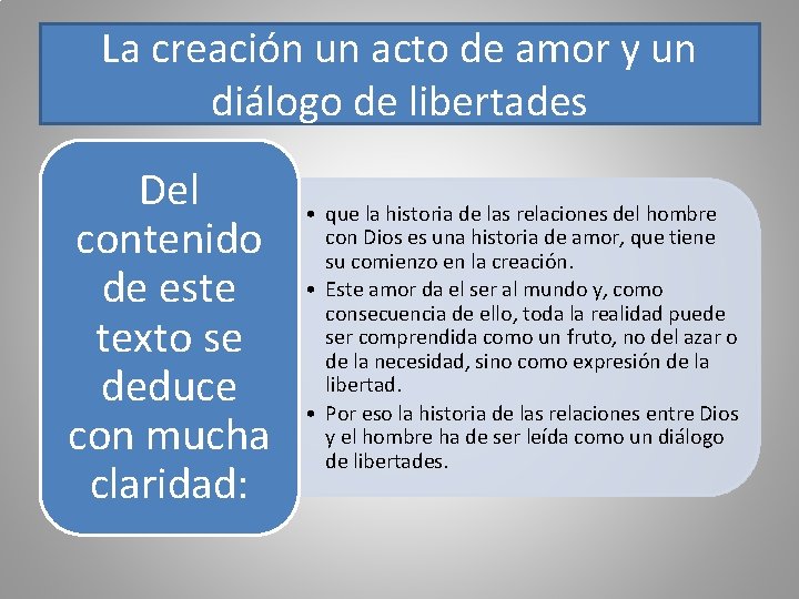La creación un acto de amor y un diálogo de libertades Del contenido de