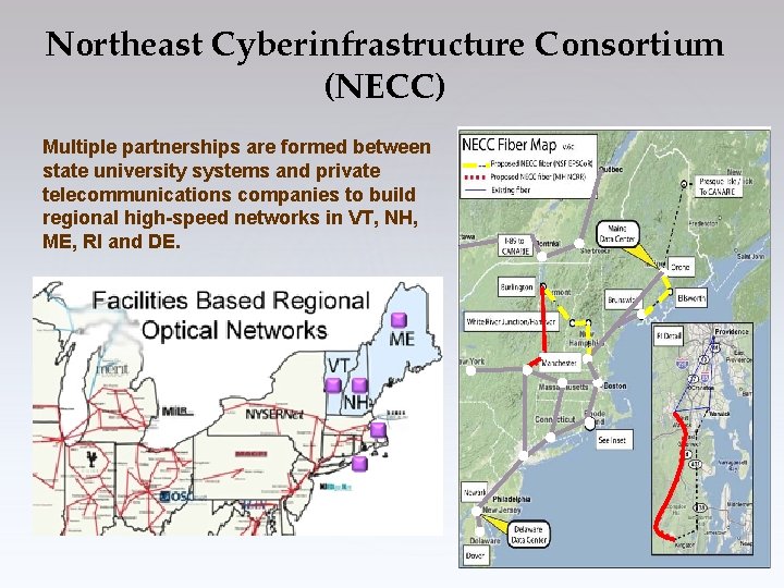 Northeast Cyberinfrastructure Consortium (NECC) Multiple partnerships are formed between state university systems and private