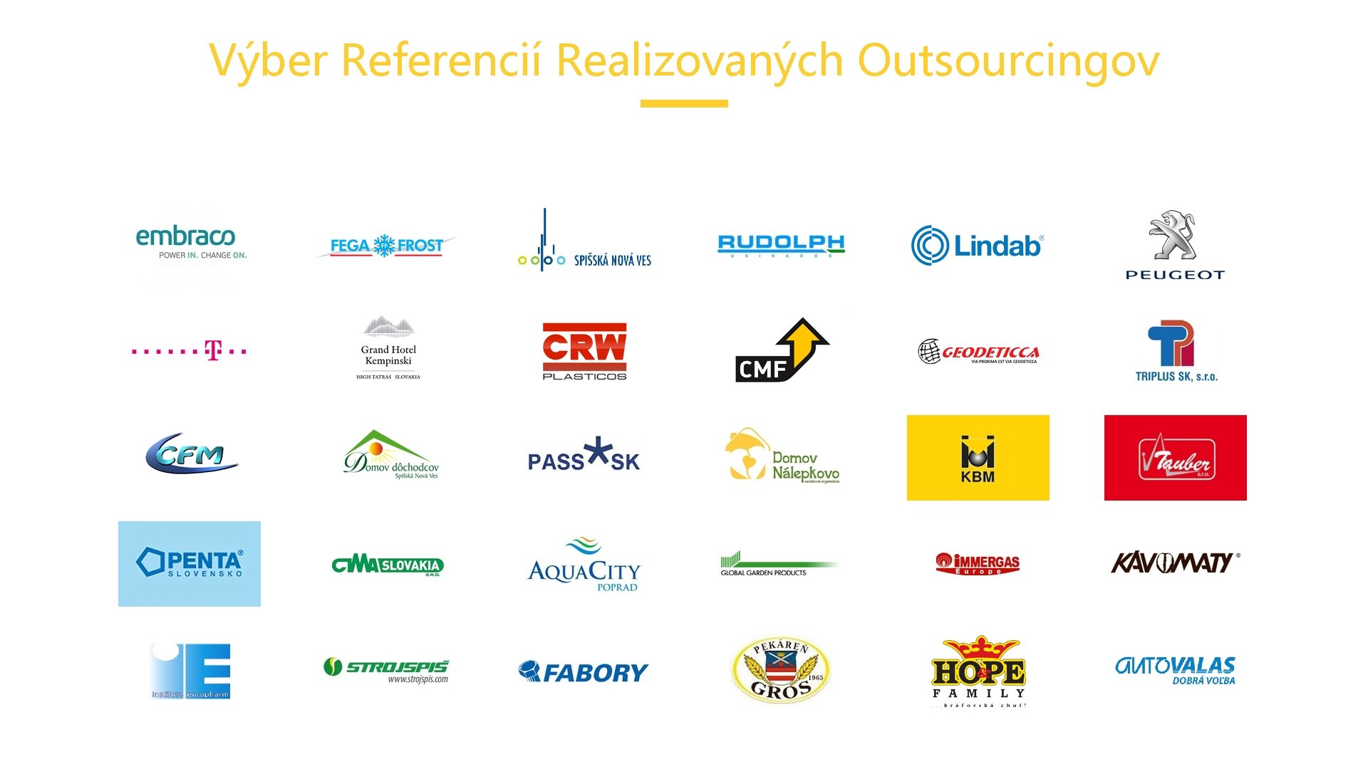 Výber Referencií Realizovaných Outsourcingov 