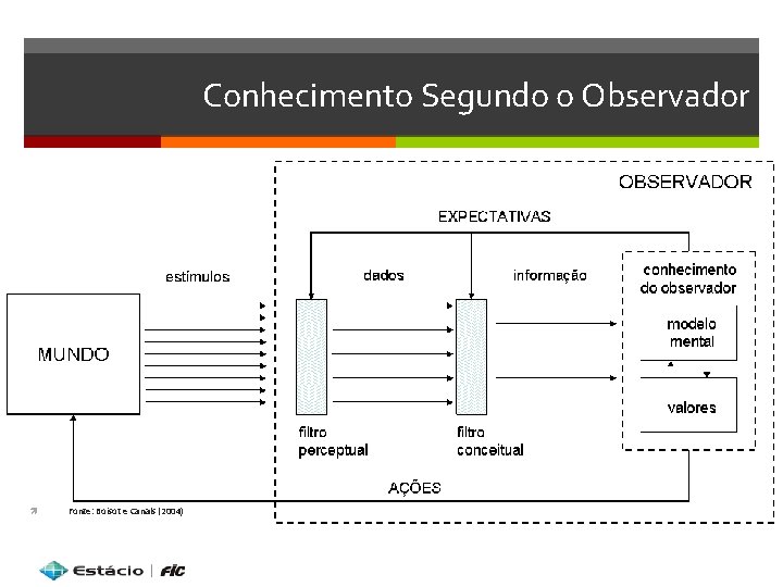 Conhecimento Segundo o Observador Fonte: Boisot e Canals (2004) 