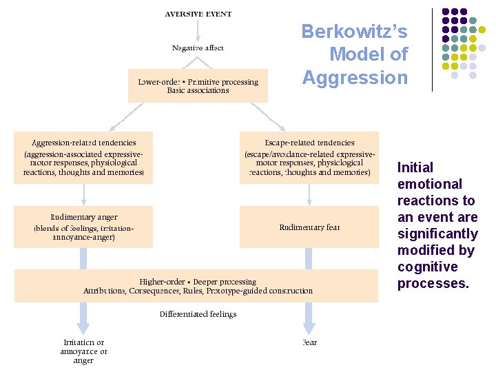 Berkowitz’s Model of Aggression Initial emotional reactions to an event are significantly modified by