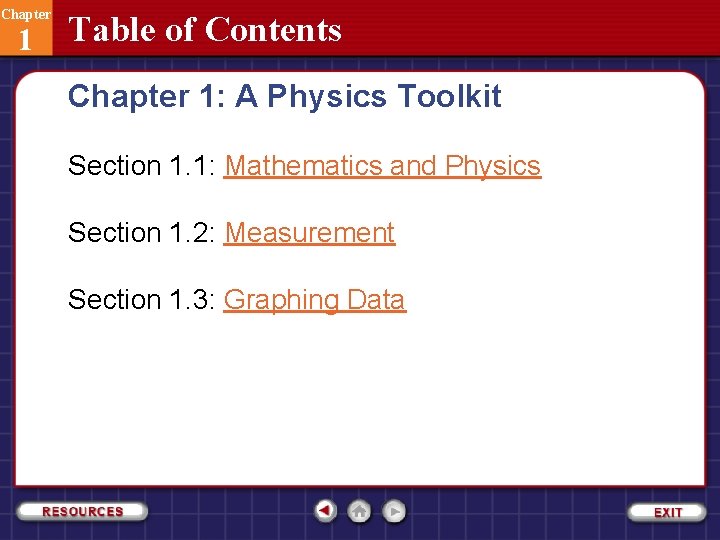 Chapter 1 Table of Contents Chapter 1: A Physics Toolkit Section 1. 1: Mathematics