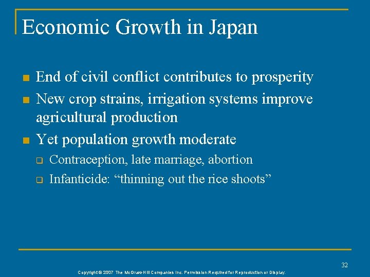 Economic Growth in Japan n End of civil conflict contributes to prosperity New crop