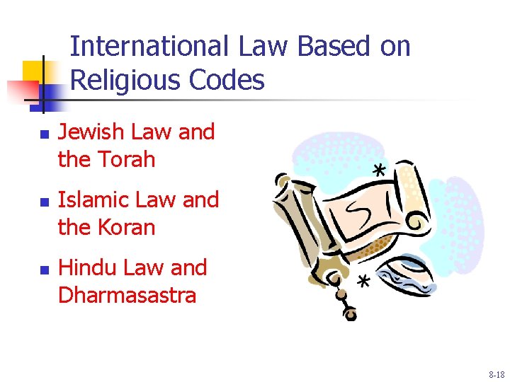 International Law Based on Religious Codes n n n Jewish Law and the Torah