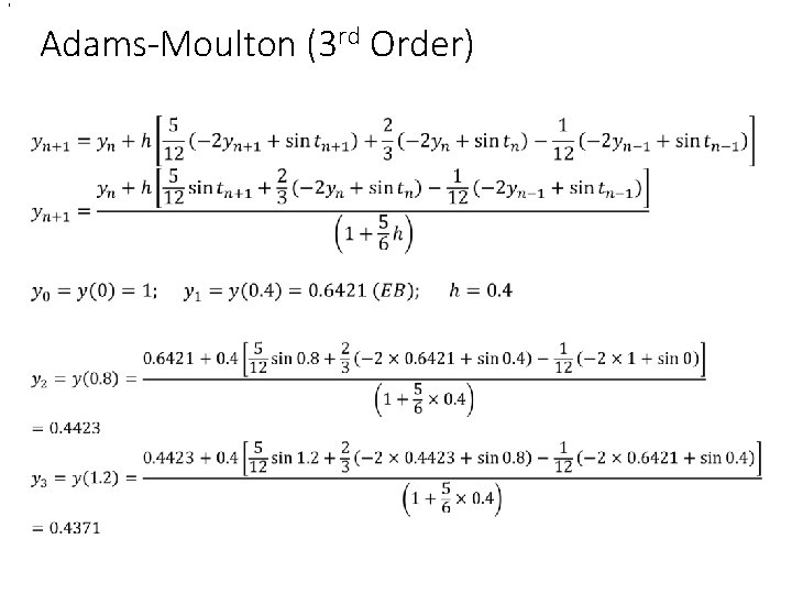 , Adams-Moulton (3 rd Order) , Adams-Moulton (3 rd Order)