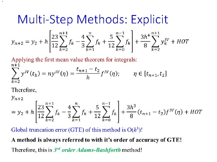 , Multi-Step Methods: Explicit • , Multi-Step Methods: Explicit •