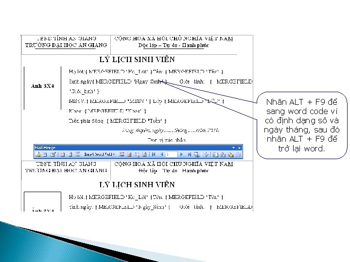 Nhấn ALT + F 9 để sang word code vì có định dạng số