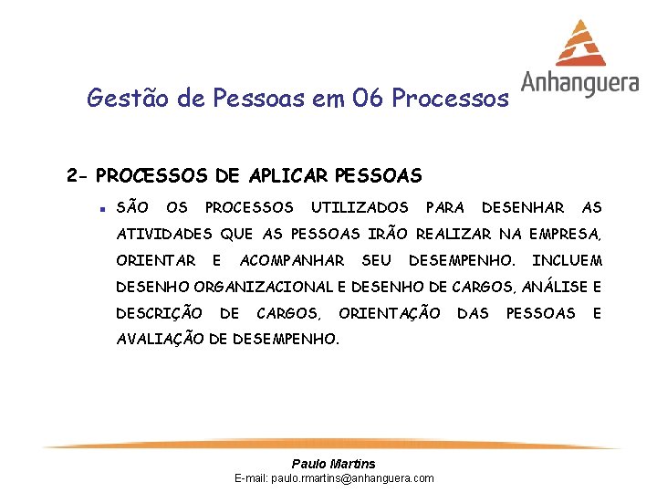 Gestão de Pessoas em 06 Processos 2 - PROCESSOS DE APLICAR PESSOAS n SÃO