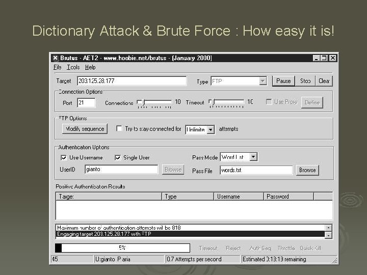 Dictionary Attack & Brute Force : How easy it is! 