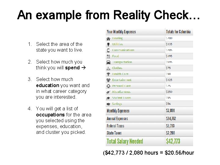 An example from Reality Check… 1. Select the area of the state you want An example from Reality Check… 1. Select the area of the state you want