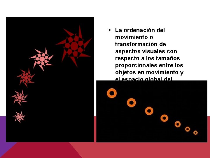 • La ordenación del movimiento o transformación de aspectos visuales con respecto a • La ordenación del movimiento o transformación de aspectos visuales con respecto a