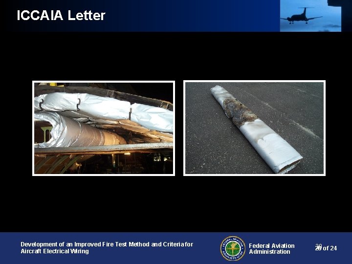 ICCAIA Letter Development of an Improved Fire Test Method and Criteria for Aircraft Electrical