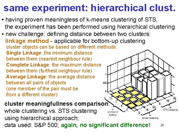 same experiment: hierarchical clust. • having proven meaningless of k-means clustering of STS, the