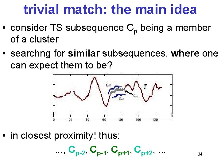 trivial match: the main idea • consider TS subsequence Cp being a member of
