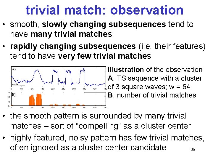 trivial match: observation • smooth, slowly changing subsequences tend to have many trivial matches