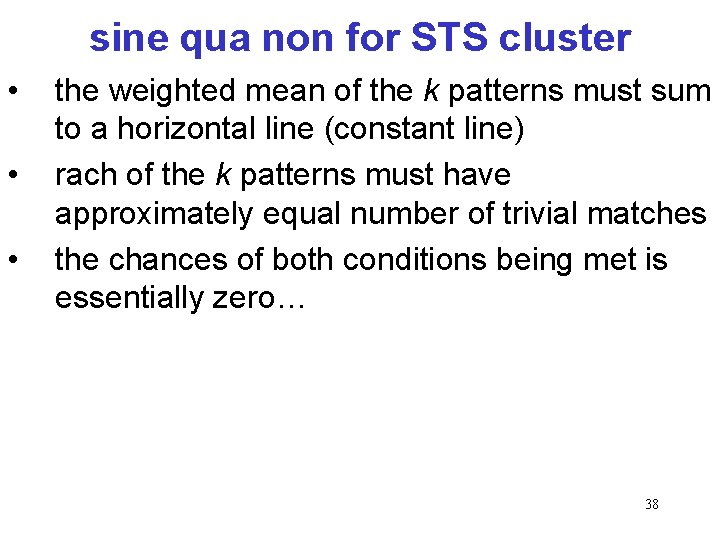 sine qua non for STS cluster • • • the weighted mean of the