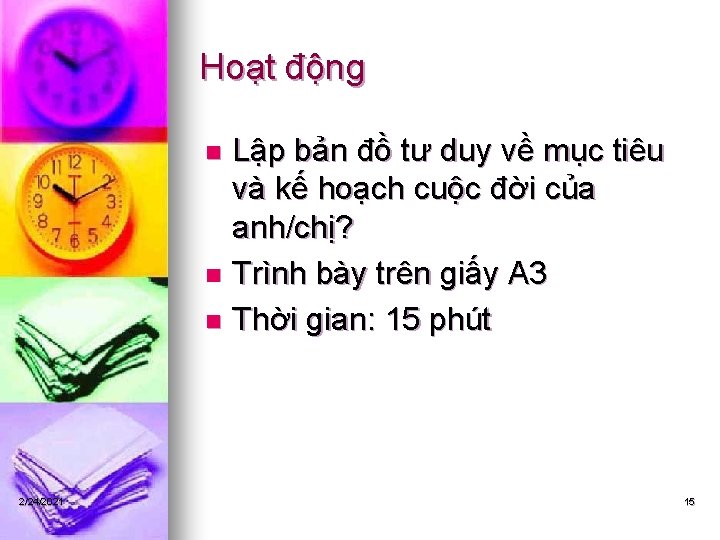 Hoạt động Lập bản đồ tư duy về mục tiêu và kế hoạch cuộc