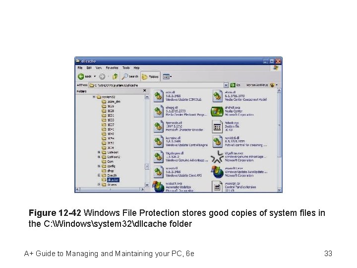 Figure 12 -42 Windows File Protection stores good copies of system files in the