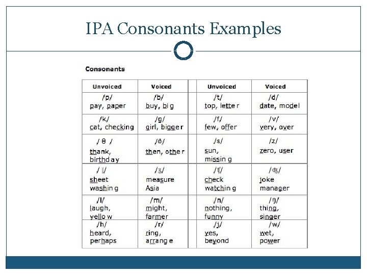 IPA Consonants Examples 