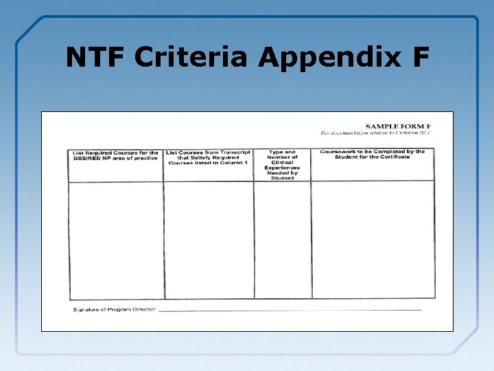 NTF Criteria Appendix F 