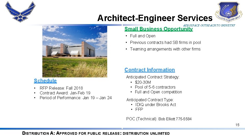 Architect-Engineer Services AEROSPACE OUTREACH TO INDUSTRY Small Business Opportunity • Full and Open •