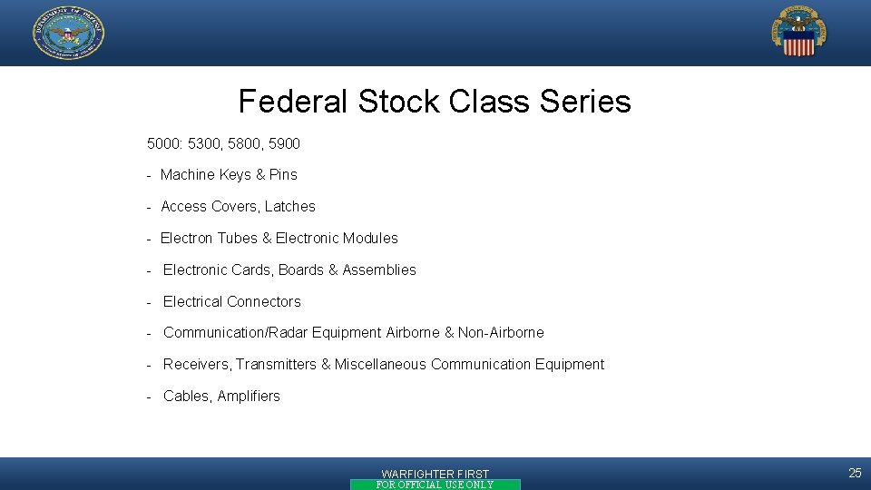 Federal Stock Class Series 5000: 5300, 5800, 5900 - Machine Keys & Pins -