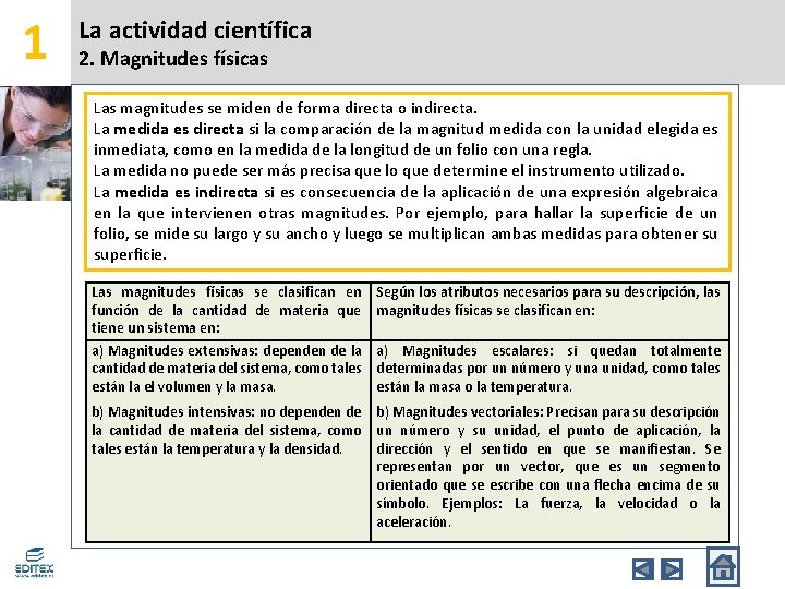 1 La actividad científica 2. Magnitudes físicas Las magnitudes se miden de forma directa