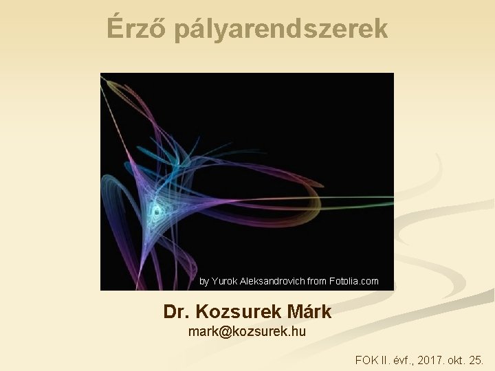 Érző pályarendszerek by Yurok Aleksandrovich from Fotolia. com Dr. Kozsurek Márk mark@kozsurek. hu FOK