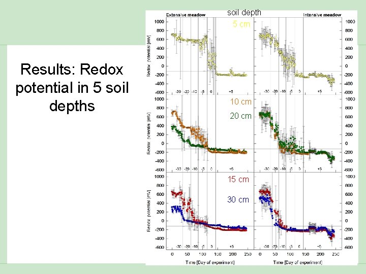 soil depth 5 cm Results: Redox potential in 5 soil depths 10 cm 20