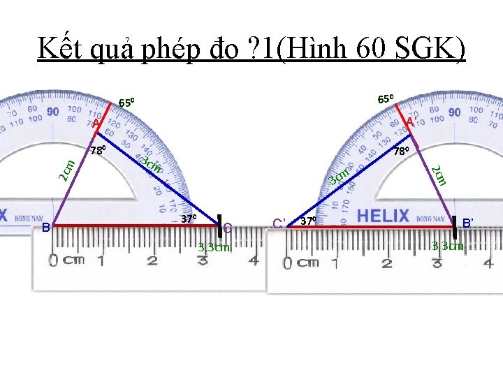 Kết quả phép đo ? 1(Hình 60 SGK) 650 A’ A B 780 3