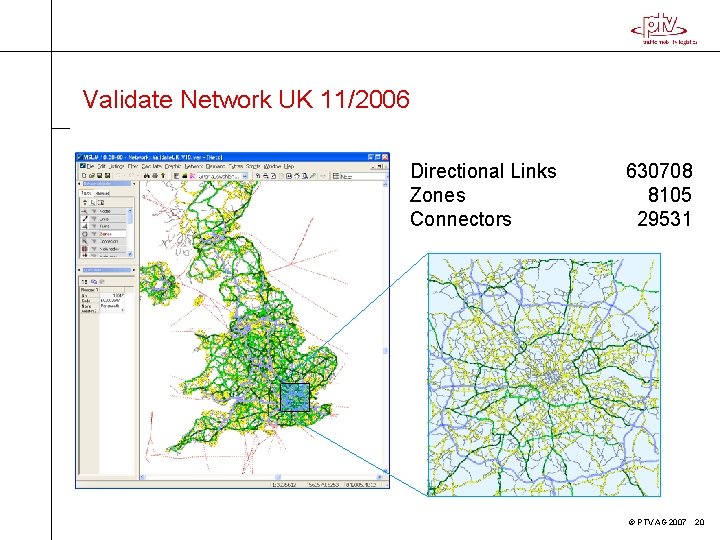 Validate Network UK 11/2006 Directional Links Zones Connectors 630708 8105 29531 © PTV AG