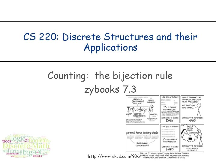 CS 220: Discrete Structures and their Applications Counting: the bijection rule zybooks 7. 3