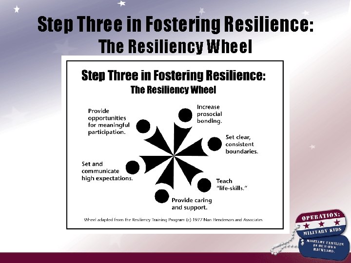 Step Three in Fostering Resilience: The Resiliency Wheel 