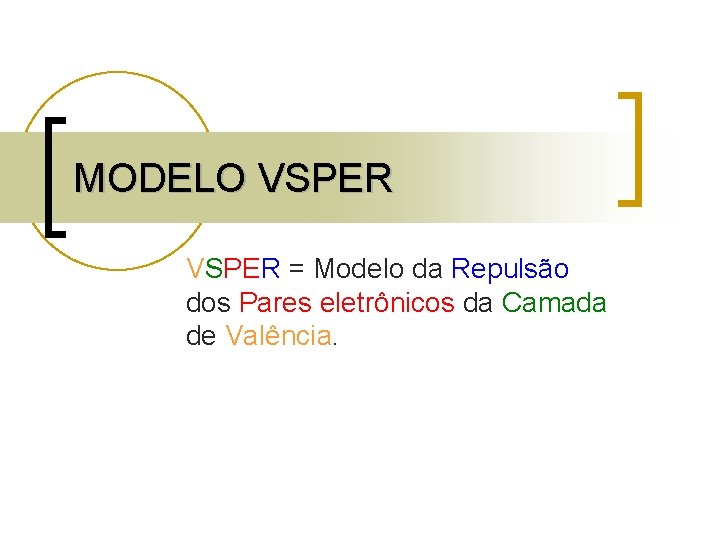 MODELO VSPER = Modelo da Repulsão dos Pares eletrônicos da Camada de Valência. 